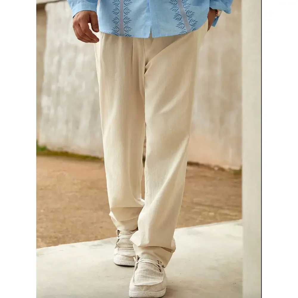 NEW Hardaddy Cotton Pants XL Pull On Beige Plain Hawaiian Casual Trousers